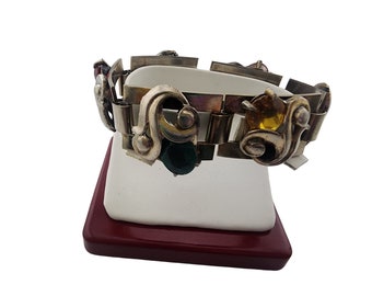 Vintage Heavy Art Deco Acrylic Jeweled Bracelet (A3406)