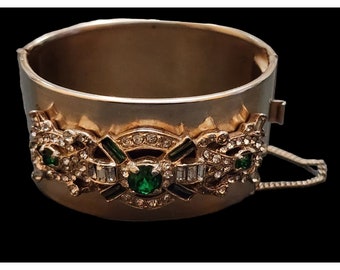 Beautiful Art Deco Wide Rhinestone Bangle Bracelet (A4869)