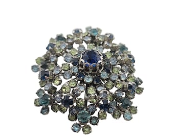Vintage Dimensional Rhinestone Flower Brooch (A3317)