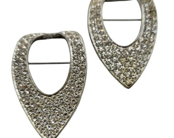 Vintage Double Rhinestone Pair of Brooches (A8096)