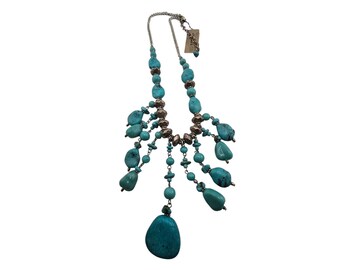 Vintage Resin & Howlite NOS Stephan Co Bib Necklace With Original Tag (A8118)