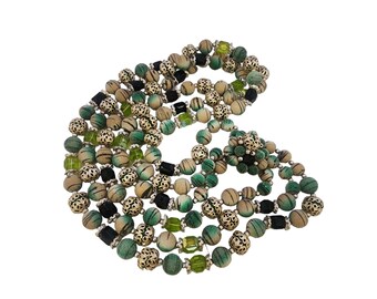 Vintage Sugared And Crystal Japan Triple Strand Necklace (A5010)