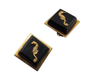 Antique Unsigned Jean Painleve French Galith Seahorse Earrings (A9009)