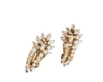 Vintage 925 Sterling CZ Clip Earrings (A9465)