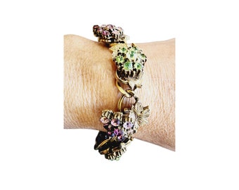 Vintage Rhinestone Grape Design Link Bracelet (A3099)