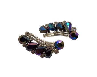 Vintage AB Rhinestone Ear Climber Earrings (A509)