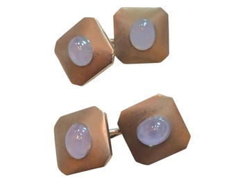 Antique 14kt White Gold Cufflinks with Star Sapphires (A7751)