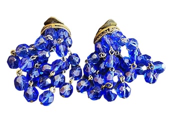 Vintage Crystal Cha Cha Clip Earrings (A2749)