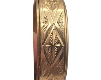 Victorian Engraved Gold Filled Bangle Bracelet (A2660)