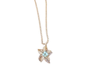 Vintage Signed Ledo Rhinestone Flower Necklace (A2840)