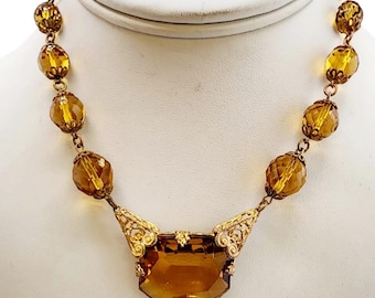 Beautiful Czech Glass and Crystal Necklace (A6598)