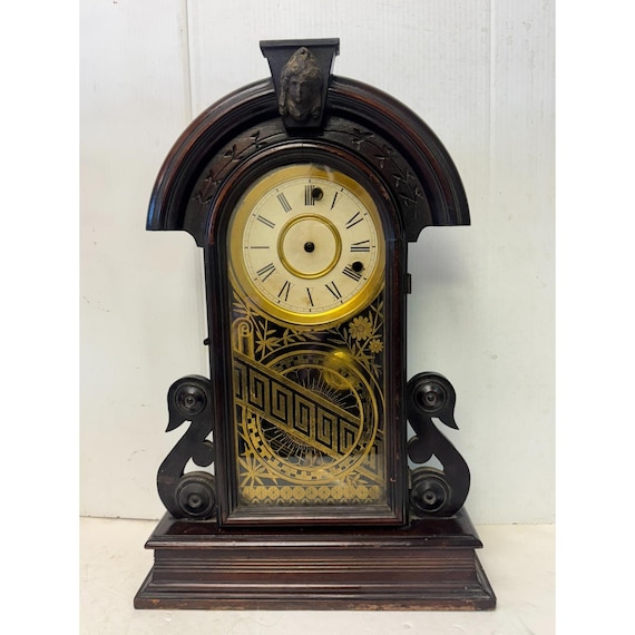 Antique E. Ingraham Co. Bristol Conn. USA Gingerbread Mantle Clock