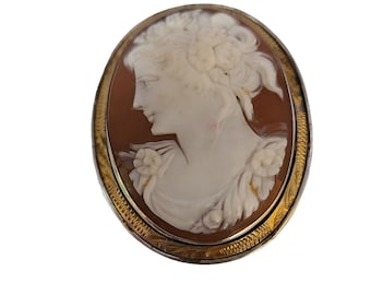 Vintage 925 Sterling mirando hacia la izquierda Cameo Broche Colgante (A4361)