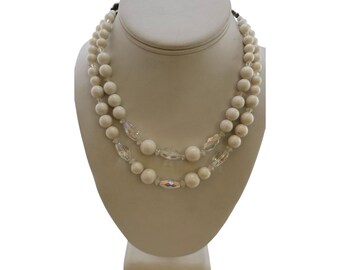 Vintage Double Strand Acrylic & Crystal Necklace (A8223)