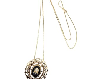 Vintage 14 K Diamond Enamel Catholic Daughters Of America Necklace (A5038)