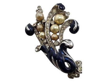 Vintage Rare Verified Unsigned Alfred Philippe Empress Eugenie Pearl Fur Clip