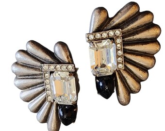 Vintage 80s Metal Clip Earrings (A2082)