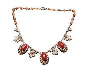 Vintage Czech Uniquely Faceted Glass Necklace (A4422)