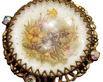 Vintage Signed West Germany Resin Large Brooch (A2307)