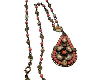 Vintage Czechoslovakian Stunning Pendant Necklace (A2675)