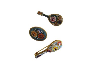 Vintage Set of 3 Music Italian Brooches (A219)