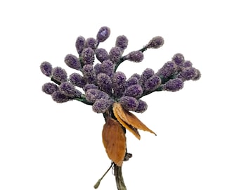 Antique Unusual Purple Sugared Wired Spray Brooch (A9016)