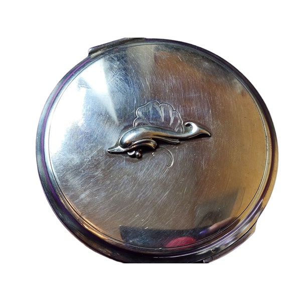 Vintage Signed Georg Jensen Denmark HN 231R Sterling Dolphin Compact (A819)