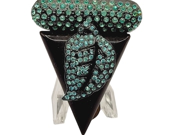 Rare Signed (F) Reidman Art Deco Bakelite Rhinestone Encrusted Dress Clip (A274)