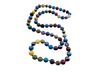 Vintage Colored Stone Hand Knotted Necklace (A8273)