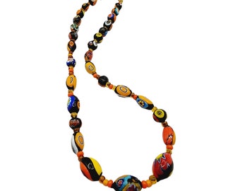 Vintage Millefiori Glass Necklace (A686)