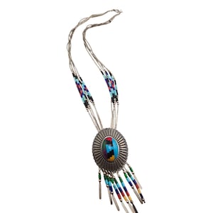 Vintage Navajo Southwestern Sterling Liquid Silver Necklace (A8780)