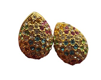 Vintage 80's Multicolor Easter Egg Earrings (A657)