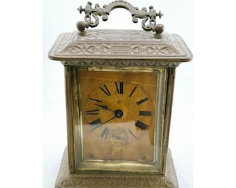 Antique Detailed Brass Ansonia Carriage Clock (12dr)