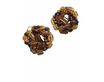 Vintage Hand Wired Glass Clips Earrings (A5802)