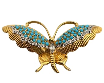 Stunning Rare Jomaz Butterfly Brooch with Ballotini Cabochons (A7906)