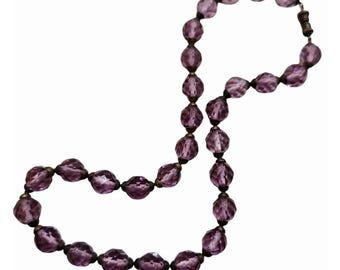 Stunning Art Deco Faceted Crystal Necklace (A8645)
