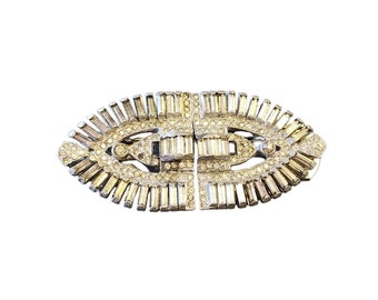 Antique Early Paste Duette/Dress Clip Brooch (A2940)