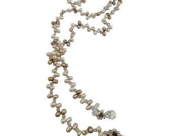 Vintage Pearl and Crystal Lariat Necklace (A9205)