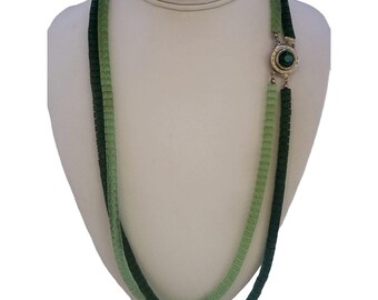 Vintage Textured Glass Rondel Double Necklace (A4639)
