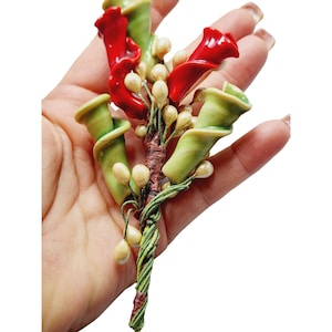 Rare Antique Hand Wired Floral Stem Brooch (A745)