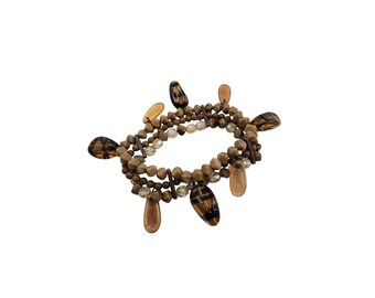Vintage Glass Beaded Stretch Bracelet (A8123)