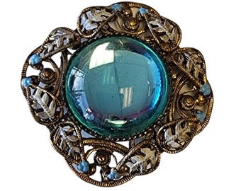Vintage Czech Glass & Enamel Brooch (A1686)