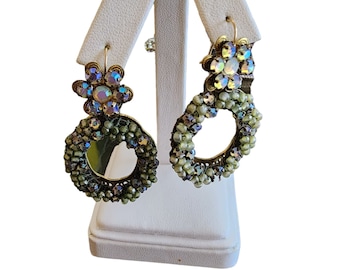 Vintage Pretty Haskellesque Style Hand Wired Rhinestone Earrings (A1835)