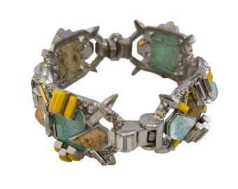 Blingy Rhinestone And Glass Bangle Bracelet (A9094)