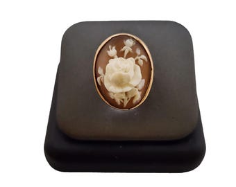 Antique 10kt Gold Raised Flower Cameo Ring Size 5 (A5317)