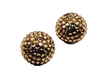 Vintage Signed Bellini by Formart Rhinestone 80s Epoxy Earrings (A1297)