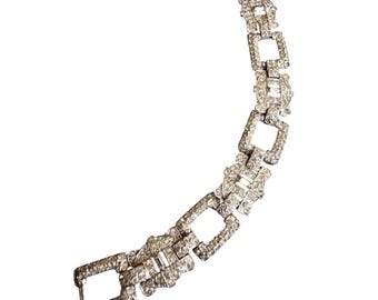 Vintage Art Deco Pave Rhinestone Bracelet (A4900)
