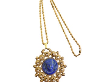 Wonderful Glass Egyptian Pendant Necklace (A4654)