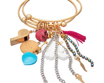 Double bangle vintage charm bracelet