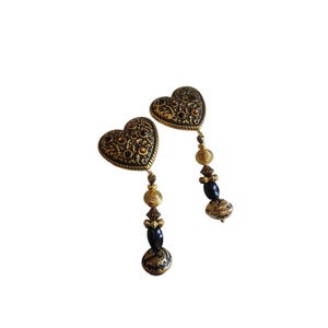 Vintage 80er Jahre Ohrclips aus Resin Herz (A573)